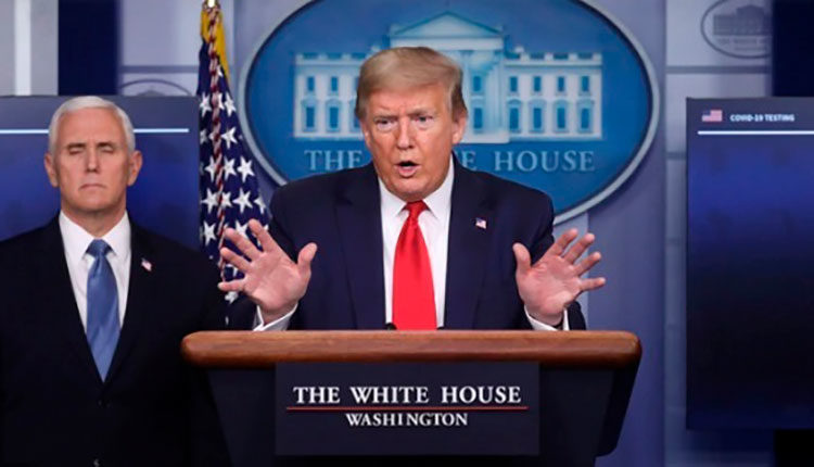 Conferencia de prensa del presidente estadounidense, Donald Trump, acompañado por el vicepresidente Mike Pence. / Foto: Reuters.