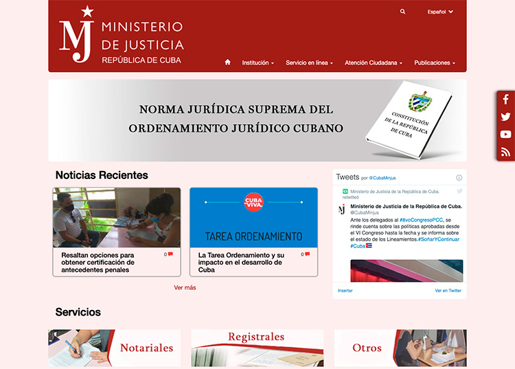 Gobierno electrónico ¿por dónde andamos en Pinar del Río? Sitio oficial del Ministerio de Justicia