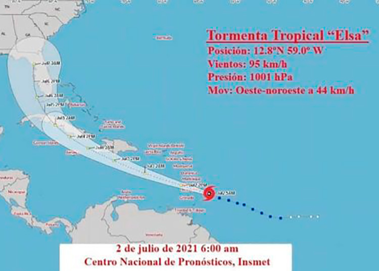 ¡Elsa ya es Huracán! (+ Cono de trayectoria) Trayectoria del huracán Elsa para hoy 2 de julio de 2021