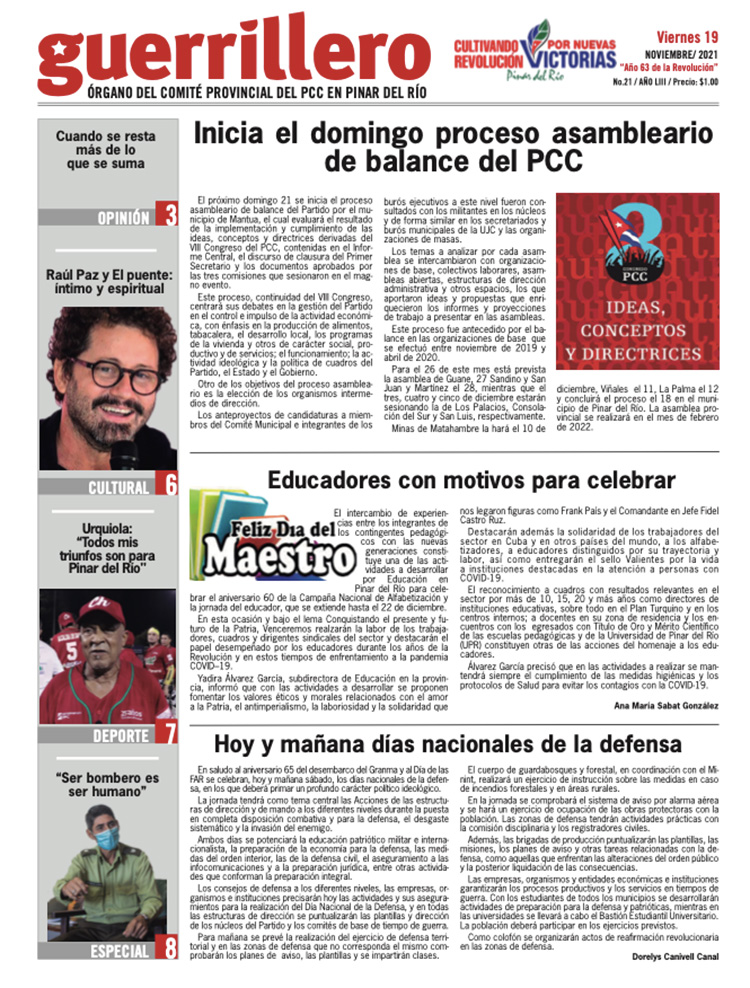 Edición impresa del 19 de noviembre de 2021
