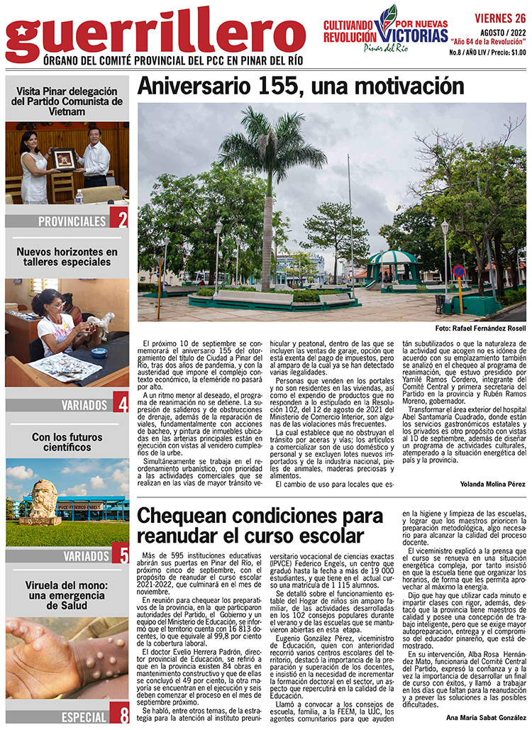 Edición impresa del 26 de agosto de 2022