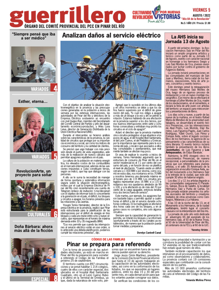 Edición impresa del 5 de agostp de 2022