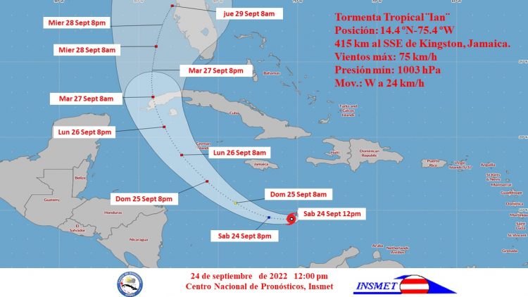 Agricultura en Pinar del Río alerta ante posible paso de Ian cono trayectoria tormenta tropical Ian
