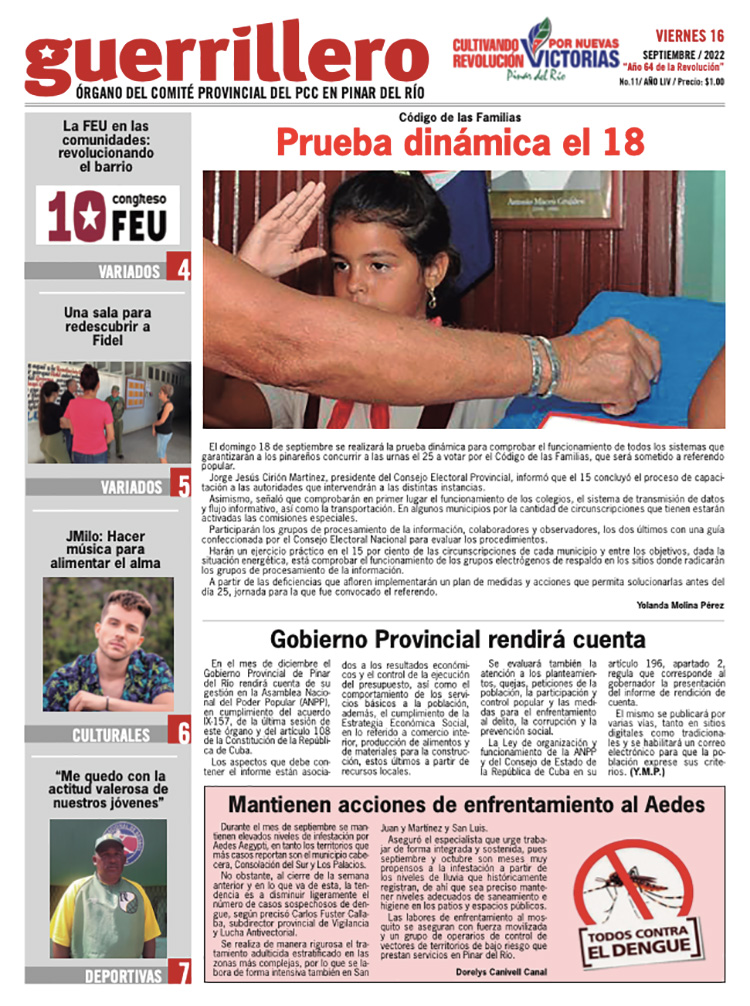 Edición impresa del 16 de septiembre de 2022