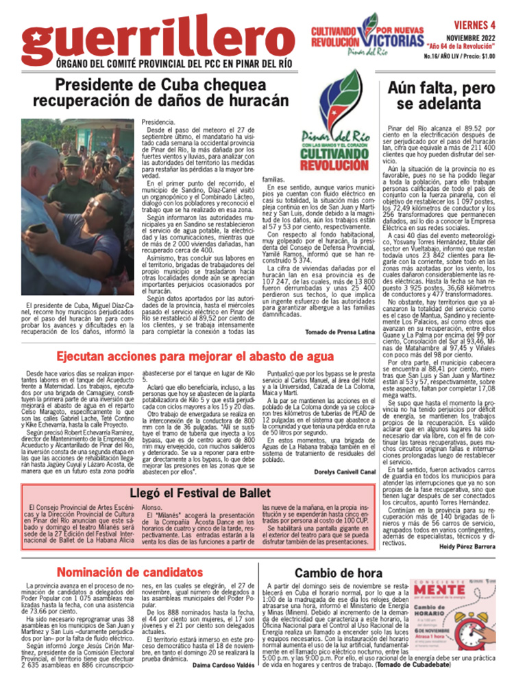 Edición impresa del 4 de noviembre de 2022