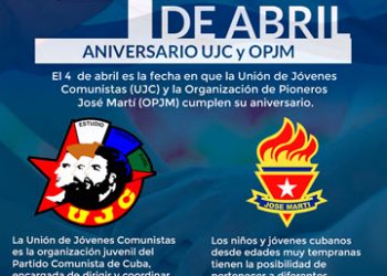 Cada 4 de abril, la UJC y la OPJM se reafirman como salvaguarda de la Revolución Cubana Infografía 4 de abril. Aniversario UJC y OPJM