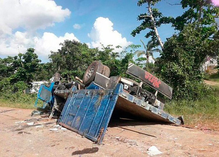 Tres lesionados en accidente de tránsito en La Palma, Pinar del Río En el camión viajaban tres personas. / Foto: Tele Pinar