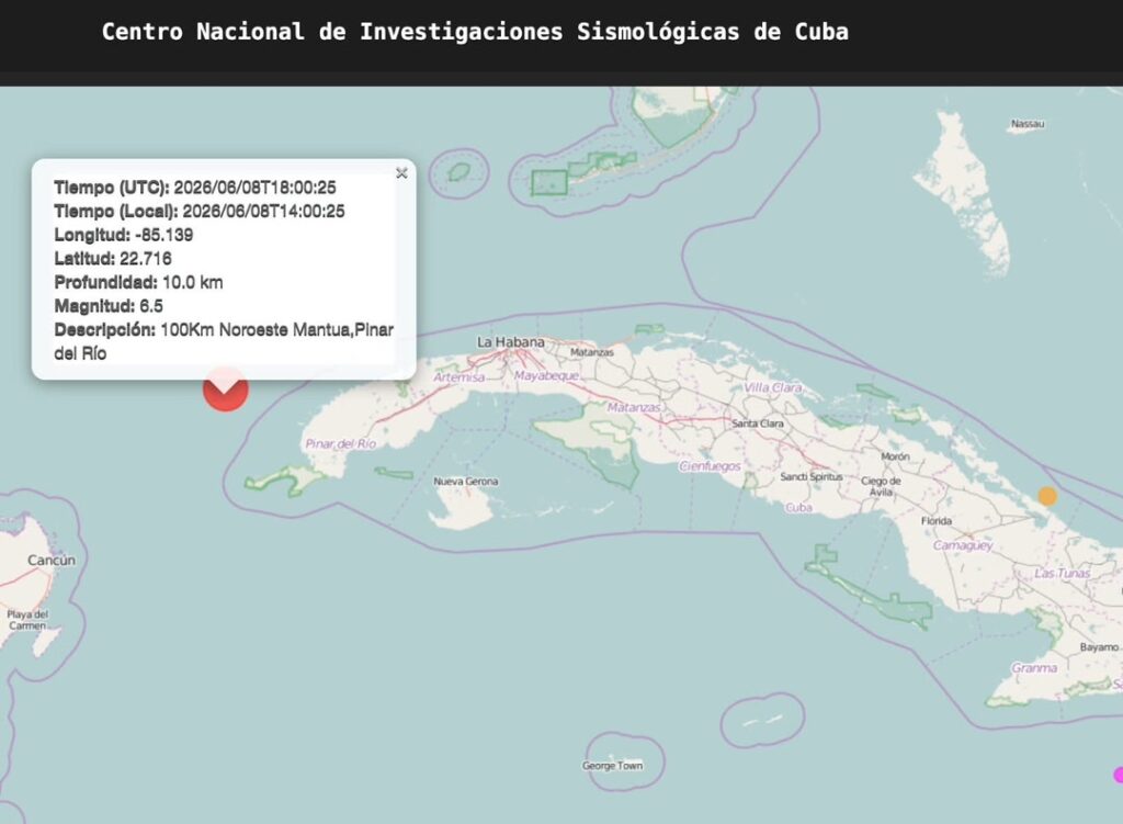 Se reporta un temblor de tierra en Cuba, se sintió en varias partes del occidente cubano